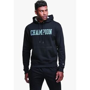 Champion Men's Powerblend Fleece Hoodie, Block Grid Large